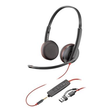 Słuchawki z mikrofonem Poly Blackwire 3225 Stereo USB-C + 3,5mm jack + adapter USB-C/A czarne